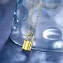 Van Chloe Punk Metal Style 925 Sterling Silver Gold Lock Pendant Necklace for Women Men Girls Jewelry Gift for Christmas (B-Gold)