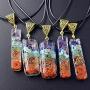 7 Chakra Natural Stone Beads Rope Chain Pendant Necklace Handmade Healing Spiritual Round Square Geometric Necklace for Women Men Girls Boy Yoga Energy Generator Protection Jewelry Gift