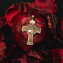 HalleluYAH 925 Sterling Silver Cross Necklace for Men – Jesus Christian Necklace – Choose from Rhodium Plated Silver or 14K Gold Plated - Jesus Face Cross Necklaces Pendant with Chain