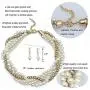 Large Pearl Necklace Costume Jewelry Sets for Women,Twist Multi-strand Pearl Statement Necklace Earrings Set for Women Large Pearl Necklace Costume Jewelry Sets for Women,Twist Multi-strand Pearl Statement Necklace Earrings Set for Women