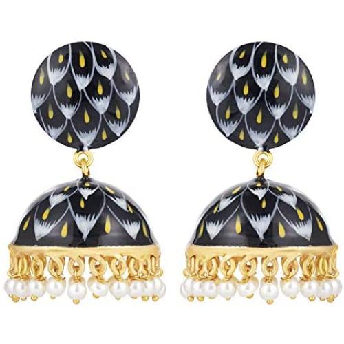 Aheli Jhumka Jhumki Enamel Earrings Indian Traditional Bollywood Ethnic Fashion Jewelry for Women