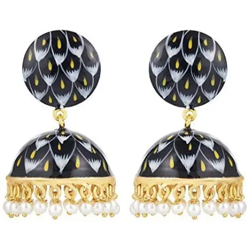 Aheli Jhumka Jhumki Enamel Earrings Indian Traditional Bollywood Ethnic Fashion Jewelry for Women