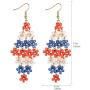 Lux Accessories Xmas Christmas Holiday Red Blue White Acrylic Flower Layered Goldone Dangle Earrings
