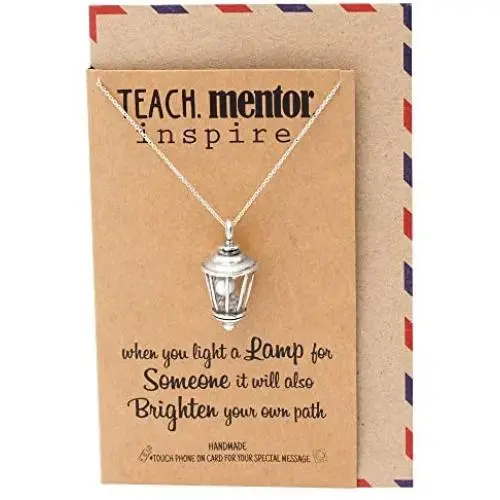 Quan Jewelry Teacher Gifts Street Lamp Necklace with Teach Mentor Inspire Greeting Card, Handmade Jewelry for Women - 100% Handmade Quan Jewelry Teacher Gifts Street Lamp Necklace with Teach Mentor Inspire Greeting Card, Handmade Jewelry for Women - 100% Handmade