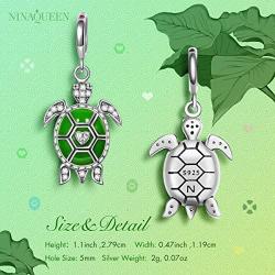 NINAQUEEN Tortoise Bracelet Charms 925 Sterling Silver Green Enamel Charm Bead Love Animal Theme Charms for Pandöra Bracelets Necklace Gifts for Mom Daughter Girls