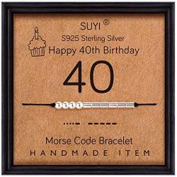 Suyi Morse Code Bracelet Birthday Gifts for Women Girls Sterling Silver Bracelet Birthday Jewelry for 12th 13th 14th 15th Sweet 16th 17th 18th 19th 20th 21st 25th 30th 40th 50th 60th 70th 80th