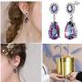 Teardrop Earrings Drop 925 Sterling Silver Dangle Earrings Girls Dating Crystal Gift