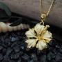 Sterling Silver 23mm Hibiscus Pendant Necklace, 16+2'' Extender