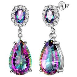 Teardrop Earrings Drop 925 Sterling Silver Dangle Earrings Girls Dating Crystal Gift