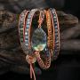 YGLINE Leather Handmade 7 Chakra Yaga Bead Wrap Bracelet Jewelry
