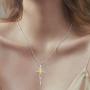 AONED S925 Sterling Silver Sunflower Cross Necklace Jewelry Gifts for Women Girls (Pack with Message Gifts Card)