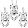 German Shepherd Dog Sterling Silver Necklace Dangle Earrings Set by Ginger Lyne Ears Down Puppy Dog Pet Pendant Box Chain Doggie Animal Paw Print Heart Jewelry for Pit Mom Women Girls Teens