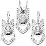 German Shepherd Dog Sterling Silver Necklace Dangle Earrings Set by Ginger Lyne Ears Down Puppy Dog Pet Pendant Box Chain Doggie Animal Paw Print Heart Jewelry for Pit Mom Women Girls Teens