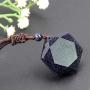 MENGLINA Women Men Blue Sandstone Hexagram Star Pendant Necklace Lucky Love Natural Energy Stone Rope Chain Couple Necklace Jewelry Adjustable