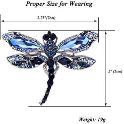 ETHOON Dragonfly Brooch Rhinestone Crystal Brooch Animals Pin for Women Jewelry Outfits Decoration Blue