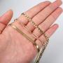 Florideco 3 Pcs Gold Plated Figaro Chain Necklace Stainless Steel Paperclip Link Chain Necklace for Women Men Dainty Flat Herringbone Chain 4mm Wide 16-24 Inch
