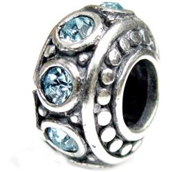 Queenberry Sterling Silver Simulated Birthstone European Style Bead Charm