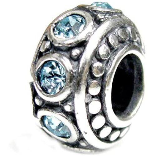 Queenberry Sterling Silver Simulated Birthstone European Style Bead Charm