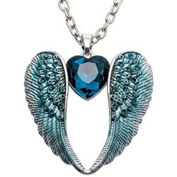 Szxc Womens Guardian Angel Wings Heart Pendant Necklace Biker Jewelry 18''+2''