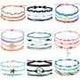 29 Pieces Adjustable Surfer Wave Bracelet Summer Ocean Strand Bracelet Waterproof Handmade Friendship Bracelet Sunflower Shell Bracelets Anklets Jewelry for Women Teen Girls