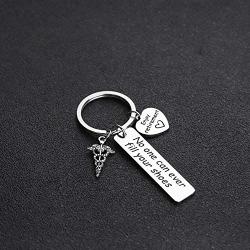 WENATA RN LVN LPN Retirement Keychain Nurse Retirement Gift No One Can Ever Fill Your Shoes Enjoy Retirement Gift for Nurse Doctor