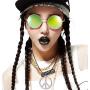 BOMAIL Hippie Dressing Accessory Set Hippie Glasses and Peace Sign Pendant Necklace for Women Men