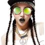 BOMAIL Hippie Dressing Accessory Set Hippie Glasses and Peace Sign Pendant Necklace for Women Men