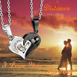 Jstyle 4Pcs Couple Necklace Bracelets Matching Set for Women Men Love Heart Pendant Necklace His & Hers Bracelets Couple Gift