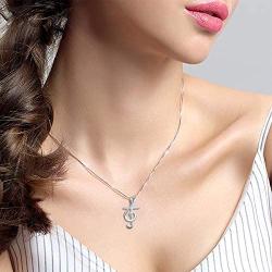 S925 Sterling Silver Musical Note Pendant Necklace, Box Chain 18 inches