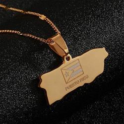 Stainless Steel Puerto Rico Map Pendant Necklaces Puerto Ricans Map Jewelry