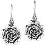 Sweet Blooming Rose .925 Sterling Silver Dangle Earrings