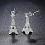 YuRocker Heart Key Paris Eiffel Tower Pendant Necklace/Earrings Long Women Girl - Silver Tone Jewelry (Earrings)