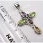 SilverStarJewel 925 Solid Silver Marquise Multistones Cross Pendant 1.7'' Low Price