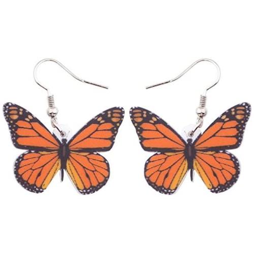 NEWEI Acrylic Flying Butterfly Dangle Earrings Big Long Drop Hook Insect Jewelry For Women Girl Gift Charm