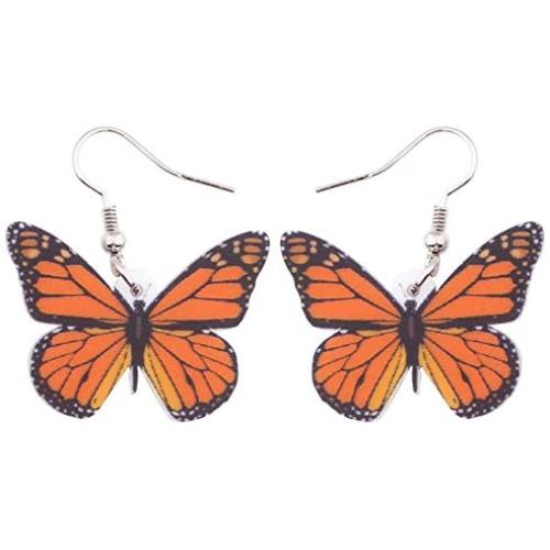 DUOWEI Acrylic Cute Small Morpho Butterfly Earrings Dangle Drop Insect Summer Spring Jewelry Gifts for Women Young Girls Teens