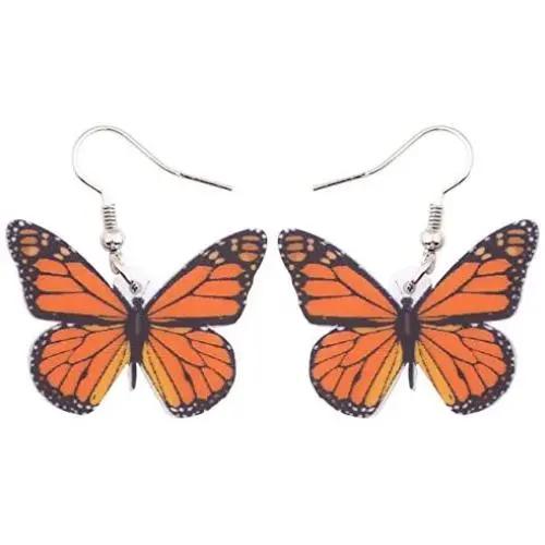 NEWEI Acrylic Flying Butterfly Dangle Earrings Big Long Drop Hook Insect Jewelry For Women Girl Gift Charm