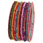 Touchstone New Silk Thread Bangle Collection Indian Bollywood Handcrafted Faux Silk Thread Exotic Look with Golden Beads Designer Bangle Bracelets Set of 12 for Women.