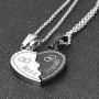 MJartoria BFF Necklaces for 2, Best Friend Necklaces Split Heart Silver Black Best Friends Forever Pendant Friendship