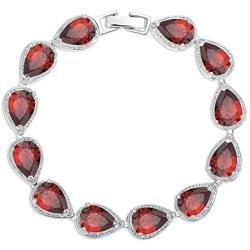 SELOVO Wedding Bridal Teardrop Bracelet Chain Link Cubic Zirconia Silver Tone