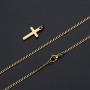 Joxevyia Cross Necklace for Boy 14K Gold Filled Stainless Steel Small Cross Pendant with Cuban Chain Necklace Simple Faith Jewelry for Men Women Girls 16-24 Inches