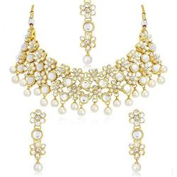 Aheli Indian Bollywood Faux Kundan Necklace Earring Ethnic Jewelry Set for Women