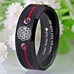 Cloud Dancer Firefighter Fireman Fire Department Fire Police Ring - Husband Boyfriend Best Friend Tungsten Ring Gifts