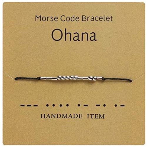 HMOOY Morse Code Bracelet, Silver Plated Beads on Silk Cord Friendship Bracelet Secret Message Morris Jewelry for Women Men Gift for Her Him