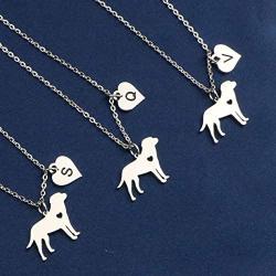 Joycuff Labrador Retriever Dog Necklace Silver Cute Dainty Tine Delicate Dog Lovers Jewelry Personalized Initial Letter A-Z 26 Alphabets Charms Pendant