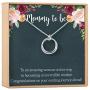 Pregnancy Necklace - Heartfelt Card & Jewelry Gift for Baby Showers, New Mom, 2 Linked Circles (silver-plated-brass, NA)