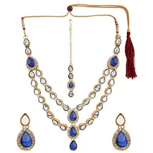 Efulgenz Indian Layered Traditional Bollywood 14 k Gold Plated Red Green Faux Kundan Bridal Necklace Earrings Maangtika Wedding Jewelry Set Efulgenz Indian Layered Traditional Bollywood 14 k Gold Plated Red Green Faux Kundan Bridal Necklace Earrings Maangtika Wedding Jewelry Set