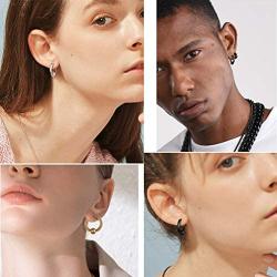Statement Earrings for Men Women, Punk Jewelry, Black/Gold Plated Stainless Steel, Hypoallergenic for Sensitive Ears, Come Gift Box