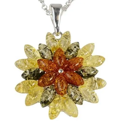 HolidayGiftShops Sterling Silver and Baltic Multicolored Amber Pendant Autumn HolidayGiftShops Sterling Silver and Baltic Multicolored Amber Pendant Autumn