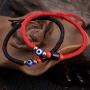 kelistom Red/Black Evil Eye Bracelet for Women Men Teen Girls Boys Hand-Woven Tibetan Buddhist Bracelets for Protection and Good Luck