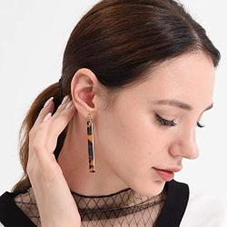 Resin Drop Earrings for Women Girls Acrylic Tortoise Shell Long Dangle Earring Lightweight Flower Jewelry (black-yellow YM1-22)